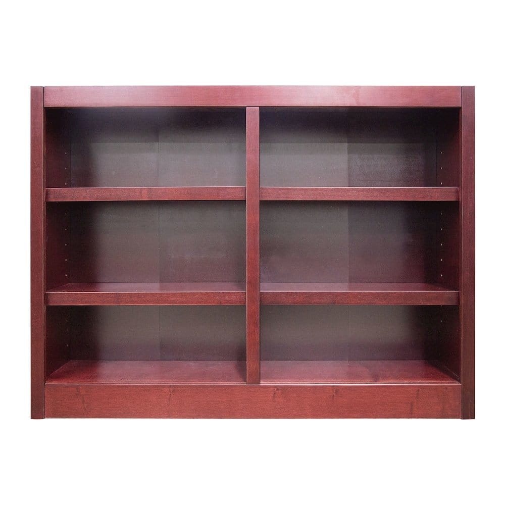 Concepts in Wood - Double Wide Bookcase 6 Shelves Cherry Finish - Red