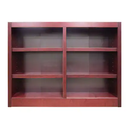 Front. Concepts in Wood - Double Wide Bookcase 6 Shelves Cherry Finish - Red.