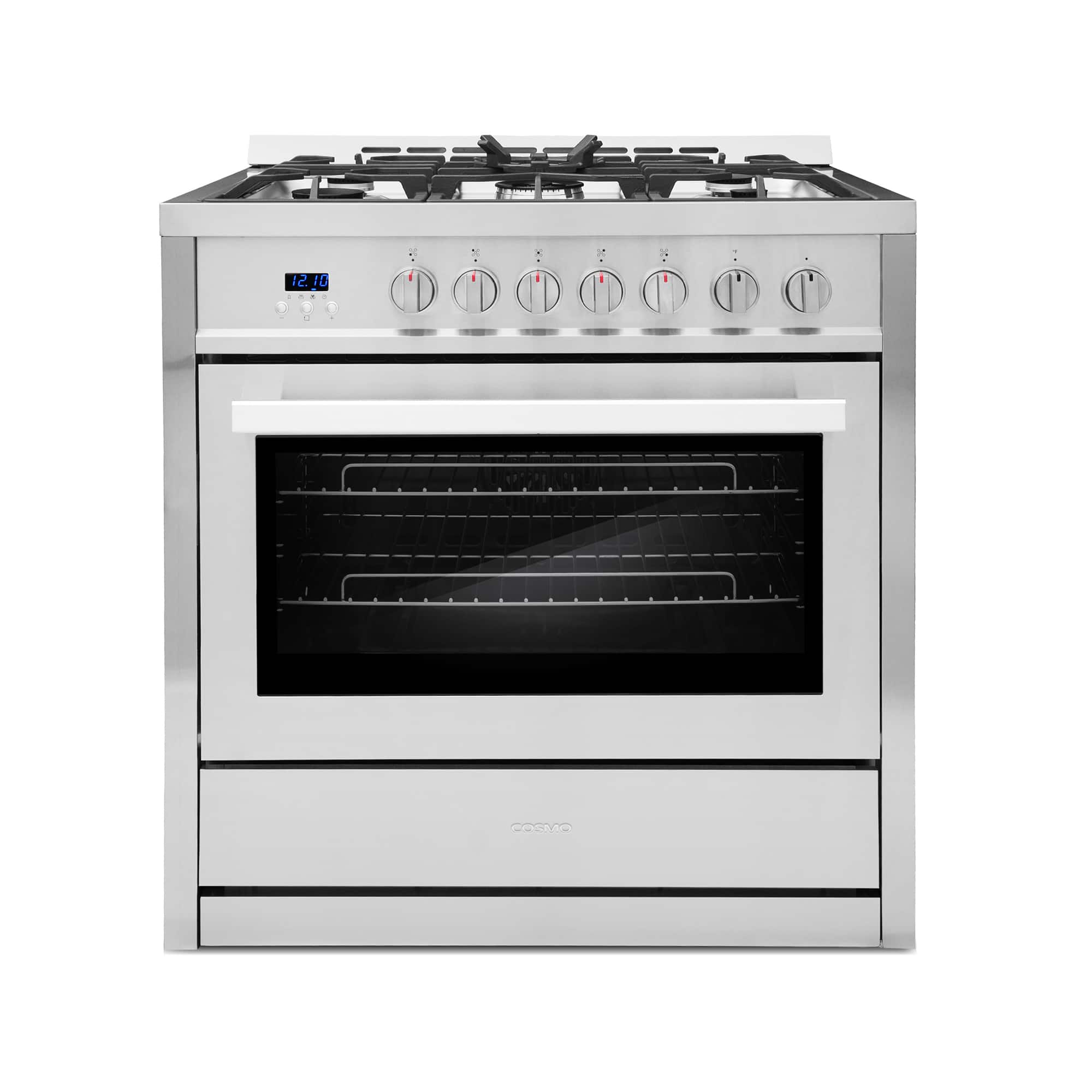 COSMO - COS-965AGC 36 in. Nebula Collection 3.8 cu. ft. Gas Range, 5 Burners, Rapid Convection Oven, Cast Iron Grates - Stainless Steel