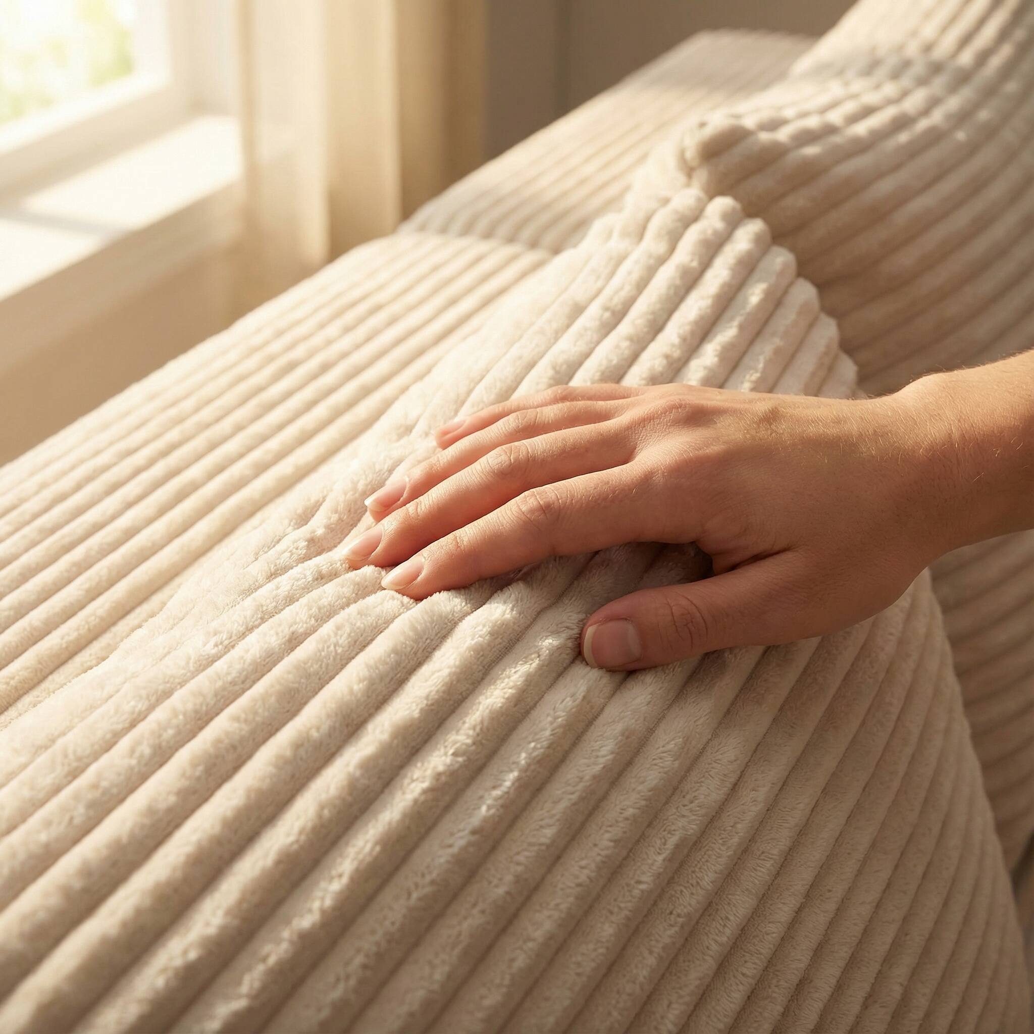 Alt View 4. FUFU & GAGA - Beige Modular Plush Velvet Sectional Sofa with Chaise, Soft High-Density Foam, Pet-Friendly Living Room Couch - White.