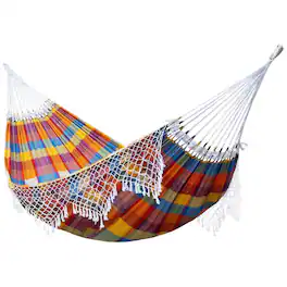 Vivere - Authentic Brazilian Cotton Hammock, Outdoor Hanging Daybed - Carnival