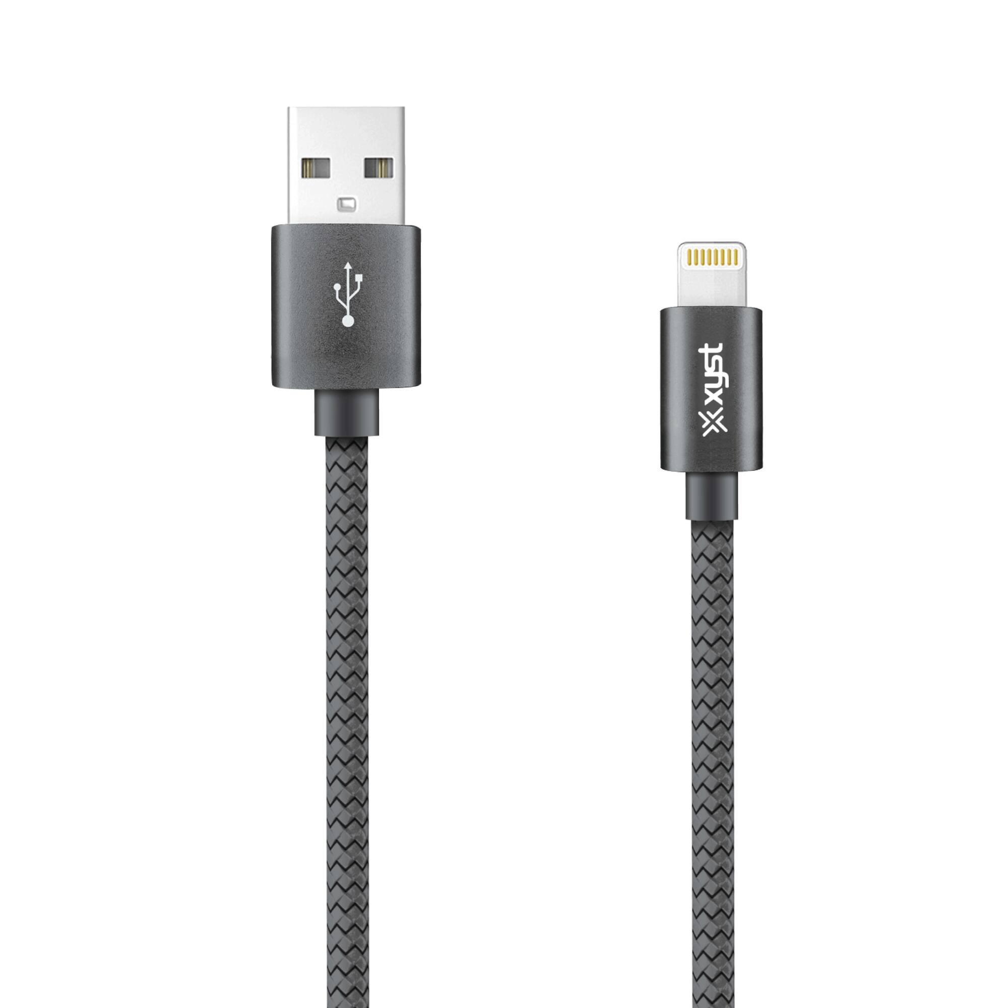 Alt View 5. Xyst - Charge and Sync USB to Lightning Braided Cable 10Ft - Black.