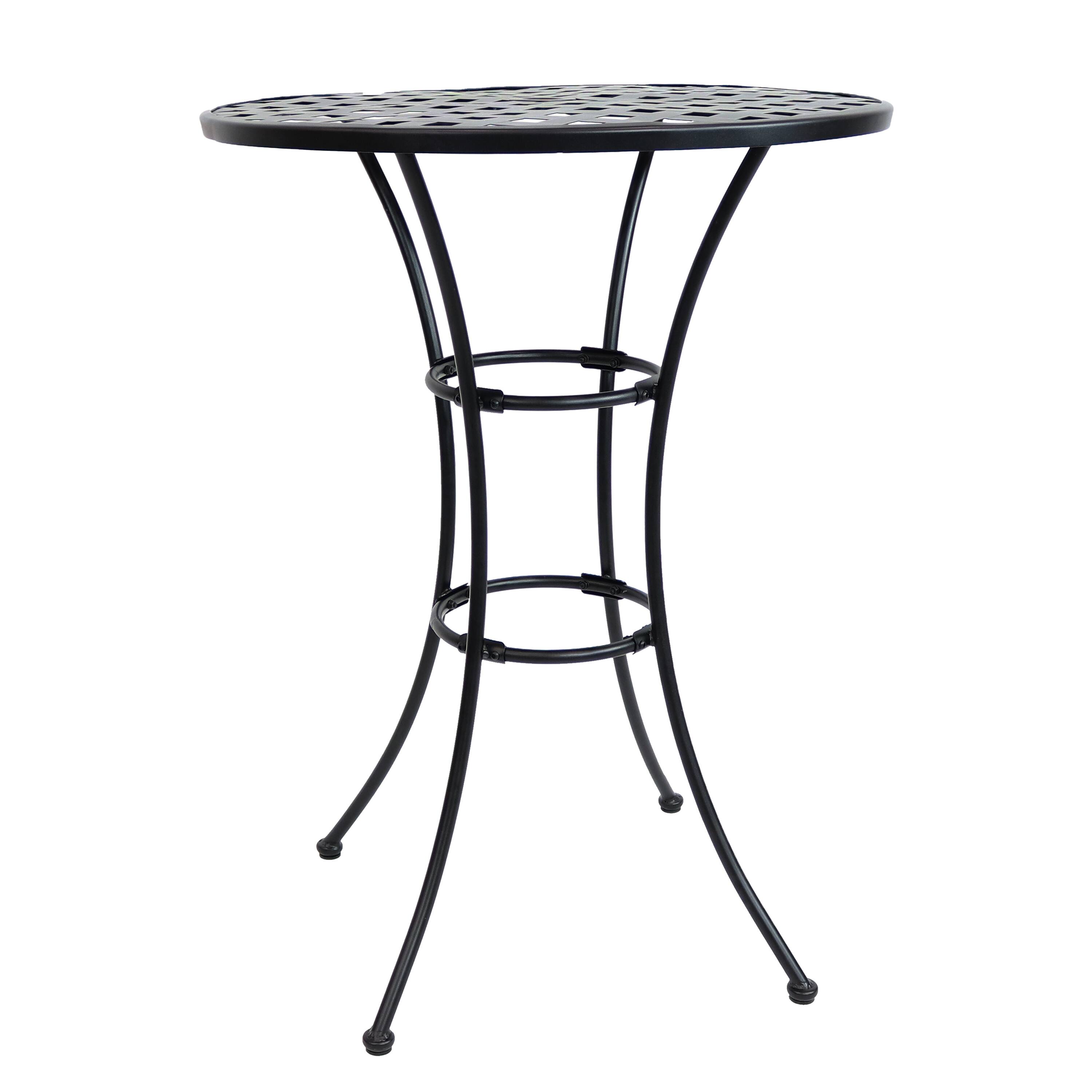 Alt View 5. Sunnydaze - 30 in Elegant Wrought Iron Round Patio Bar-Height Table - Black.