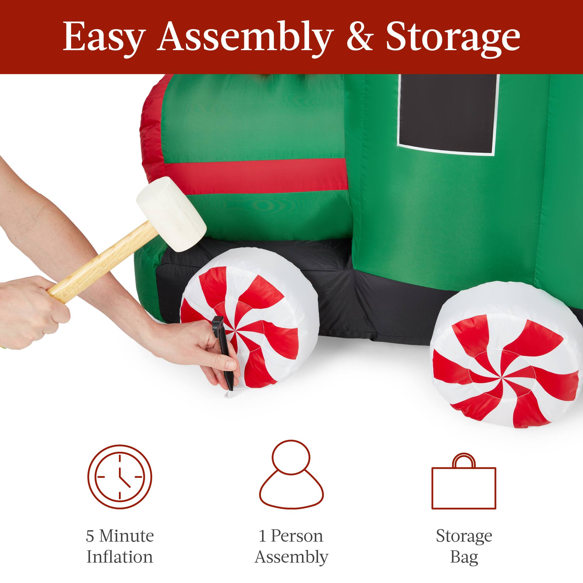 Easy Assembly & Storage

5 Minute Inflation

1 Person Assembly

Storage Bag
