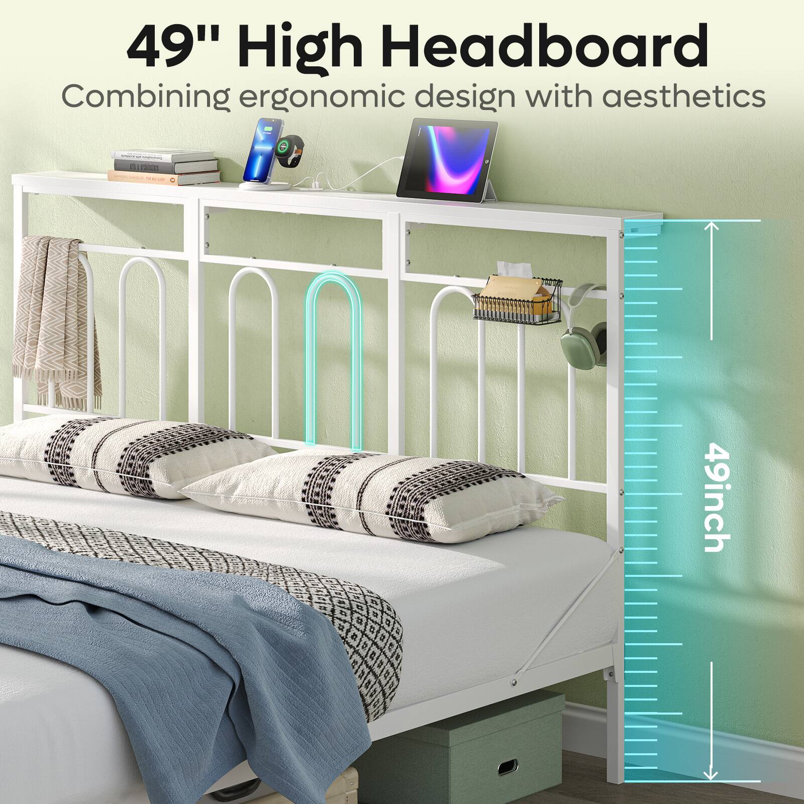 49" High Headboard Combining ergonomic design with aesthetics - GUSE n 49 inch