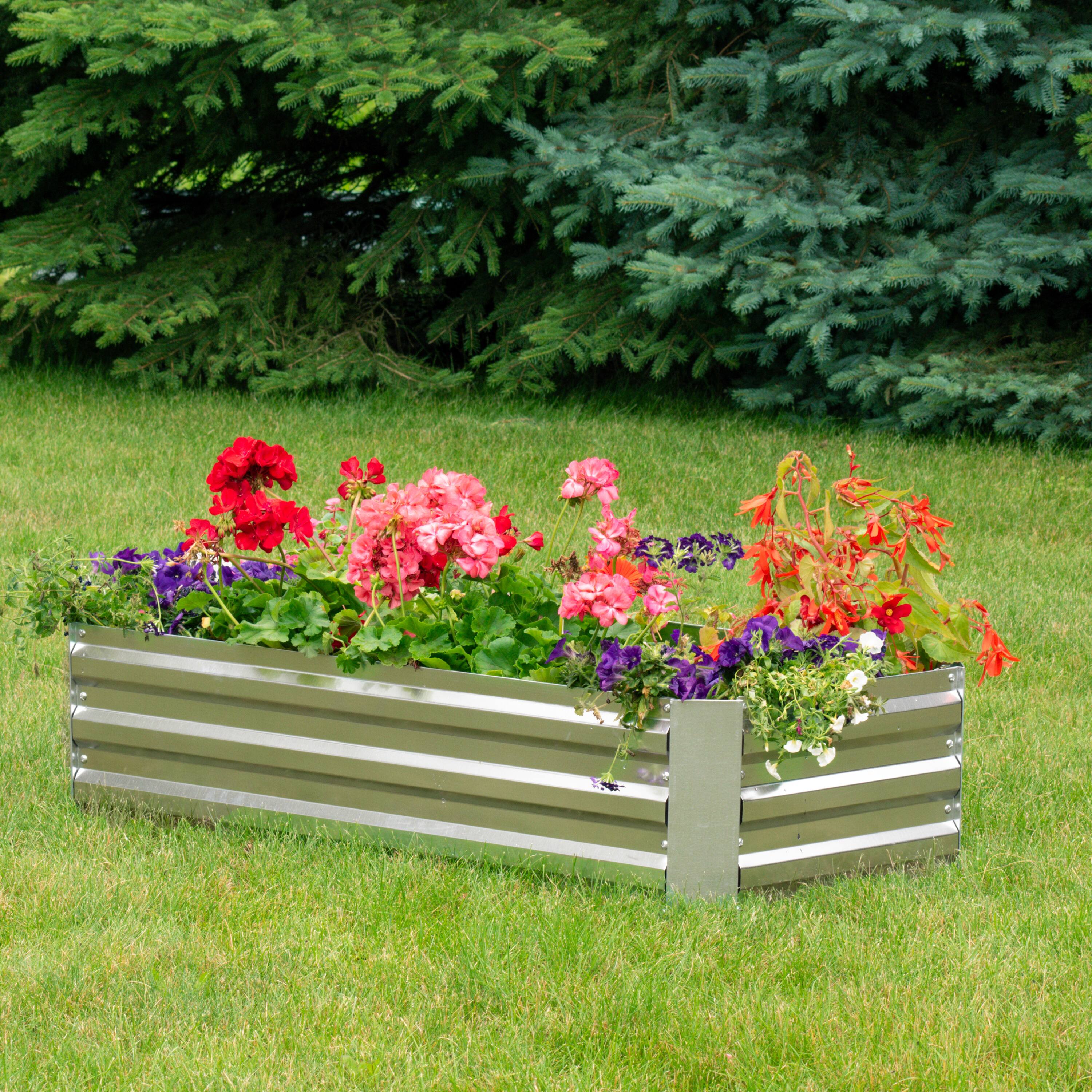 Alt View 1. Sunnydaze - Rectangle Galvanized Steel Raised Bed - 4 x 2 x 1 ft - Silver.