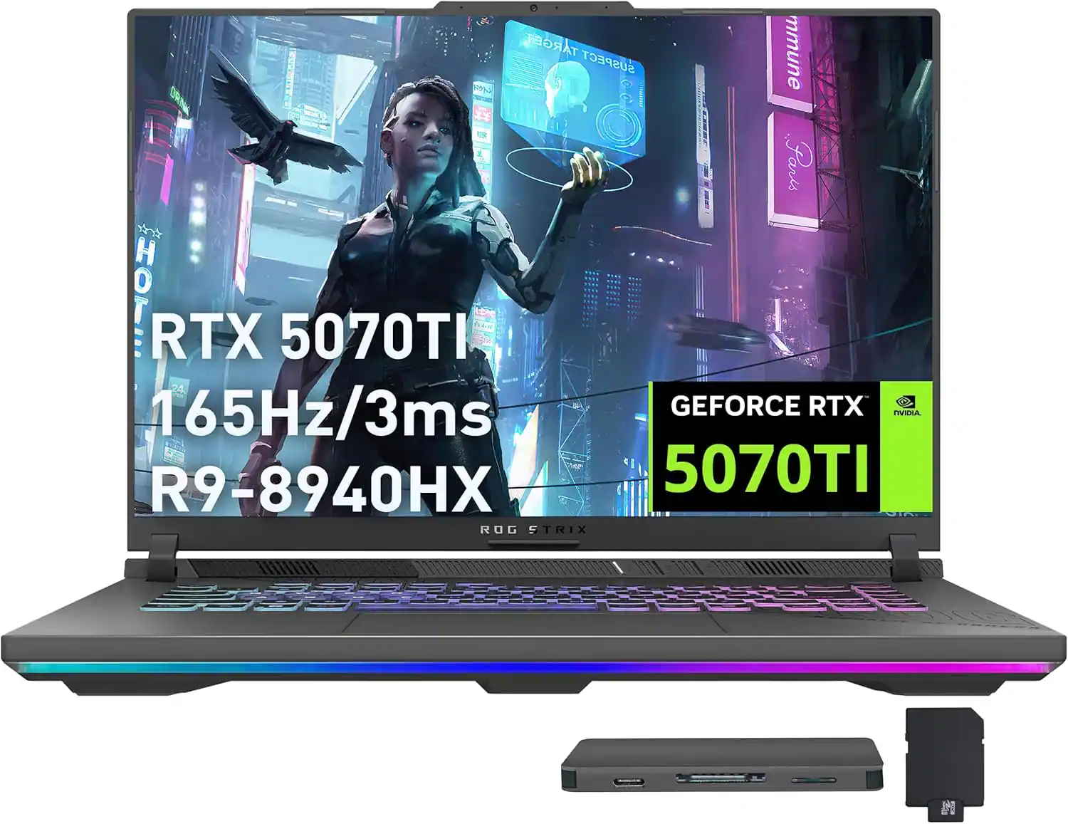 RTX 5070TI  
165Hz/3ms  
R9-8940HX  

GEFORCE RTX 5070TI  

ROG STRIX
