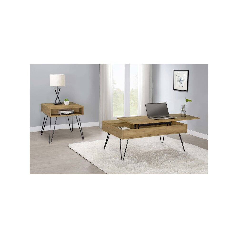 Alt View 5. Coaster Co. of America - Fanning Engineered Wood Lift Top Coffee Table Golden Oak - Brown.