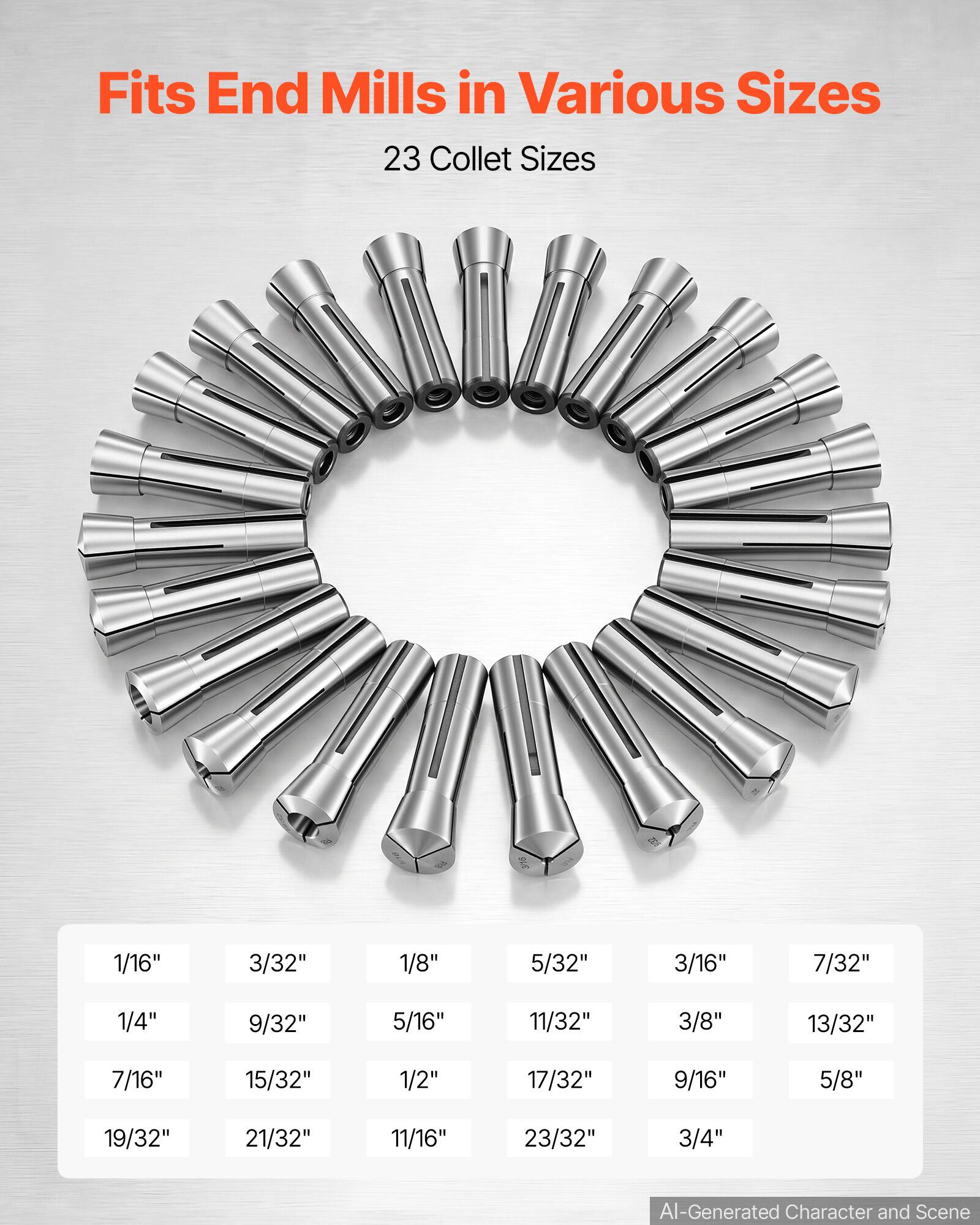 VEVOR R8 Collet Set 1/16