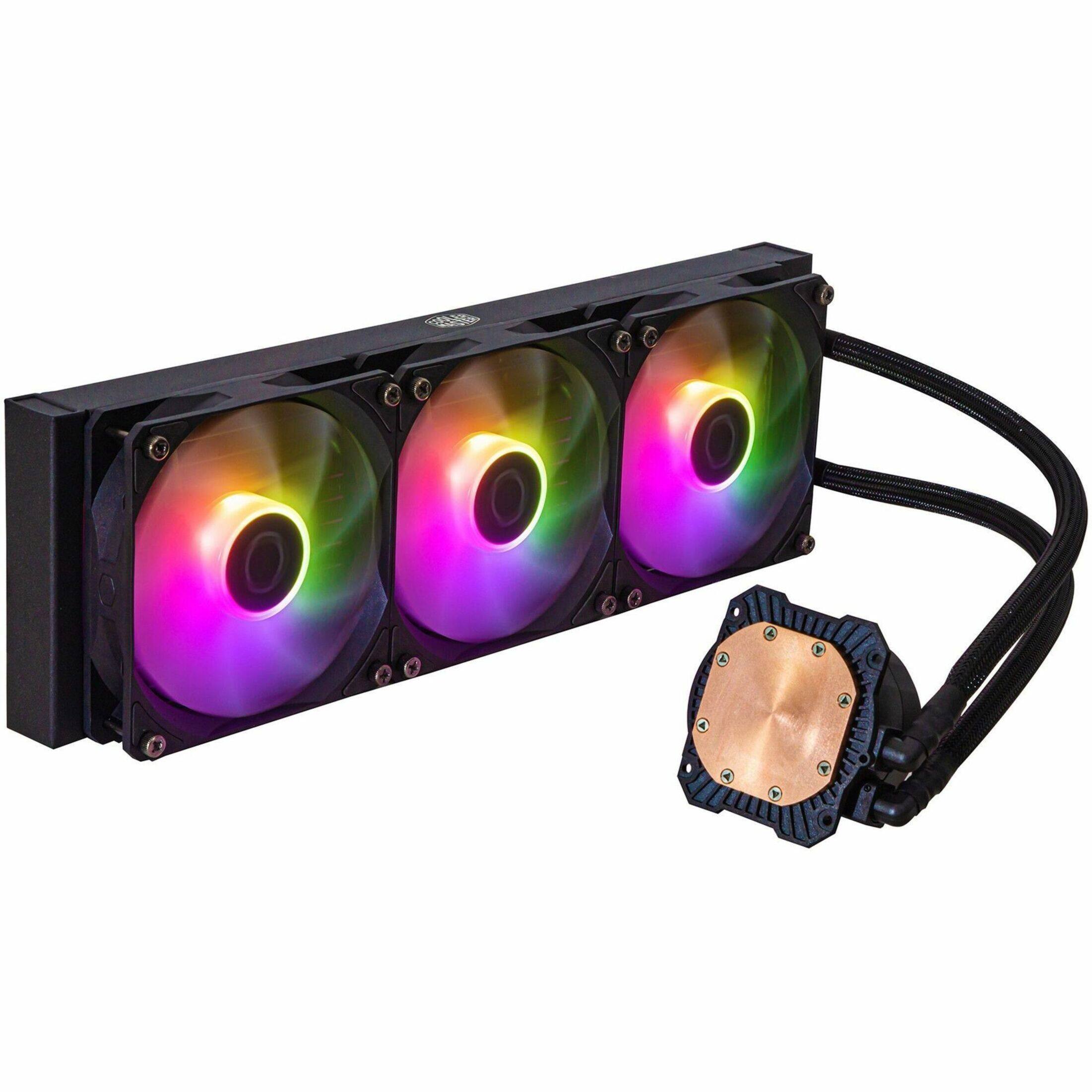 Alt View 16. Cooler Master - MasterLiquid 360L Core ARGB ARGB 12mm Radiator Cooling Fan/Radiator/Pump Liquid Cooler (3 x 12mm Core Fans) with RGB - Black.