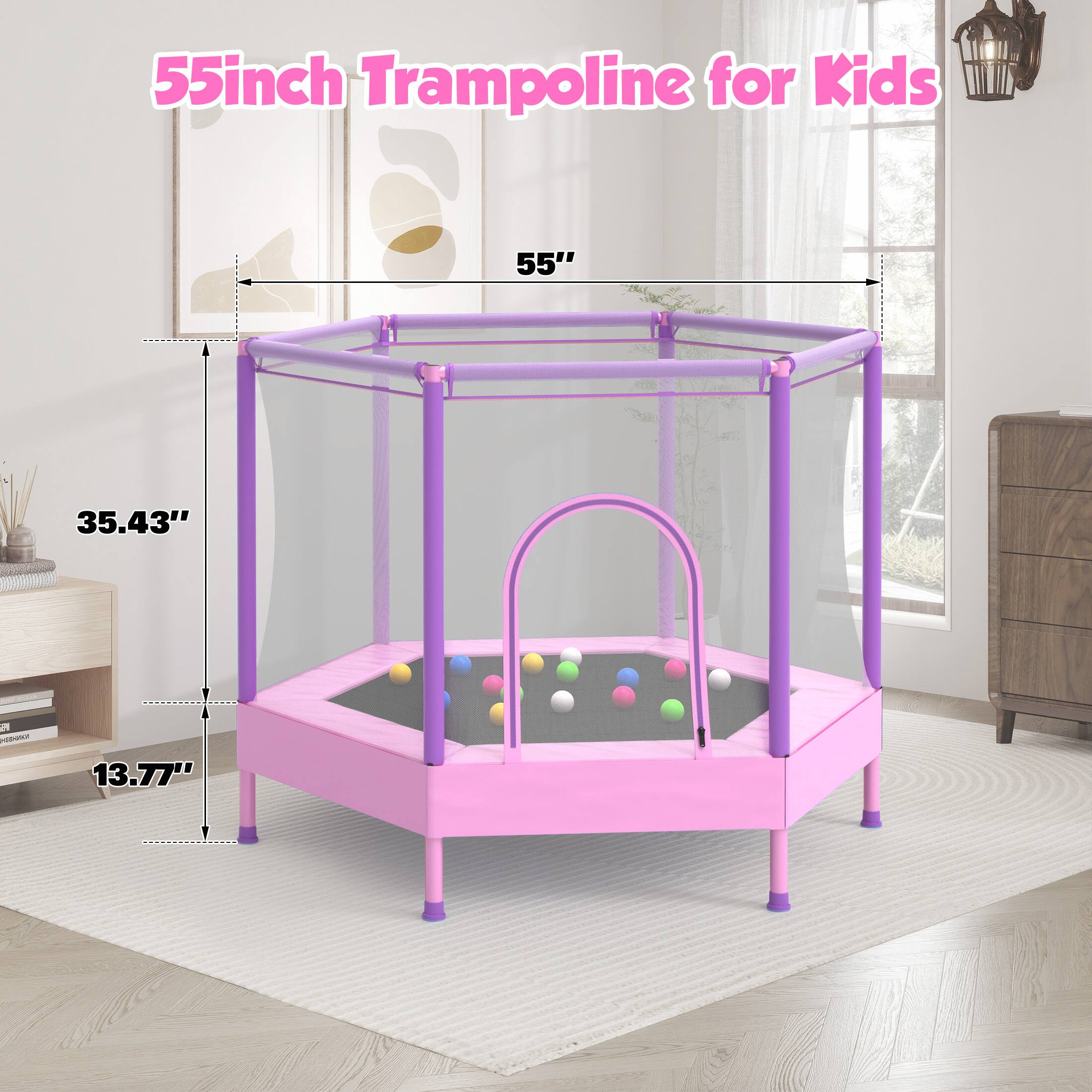 55inch Trampoline for Kids

55" x 35.43" x 13.77"
