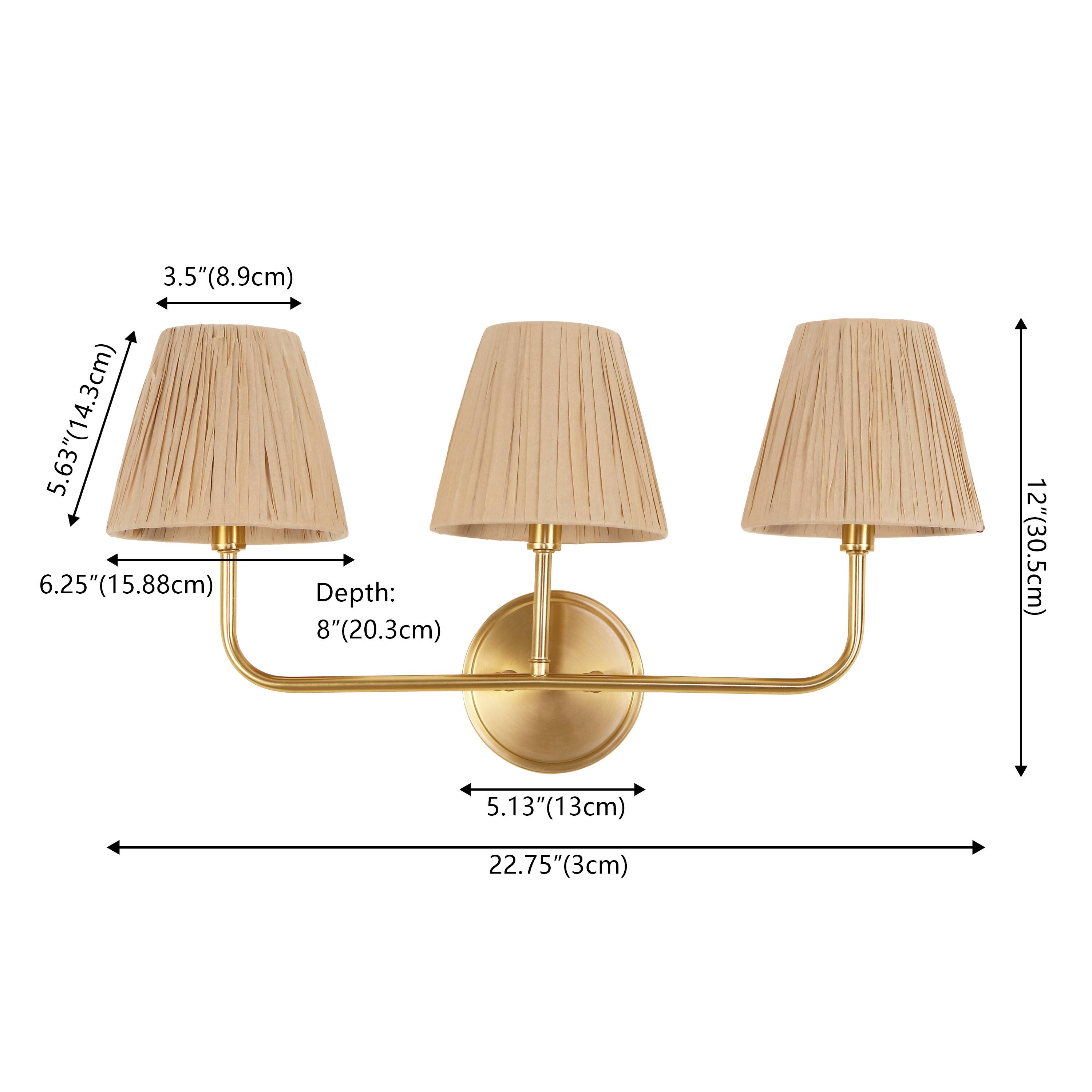 3.5" (8.9cm)  
5.63" (14.3cm)  
6.25" (15.88cm)  
Depth: 8" (20.3cm)  
12" (30.5cm)  
5.13" (13cm)  
22.75" (3cm)