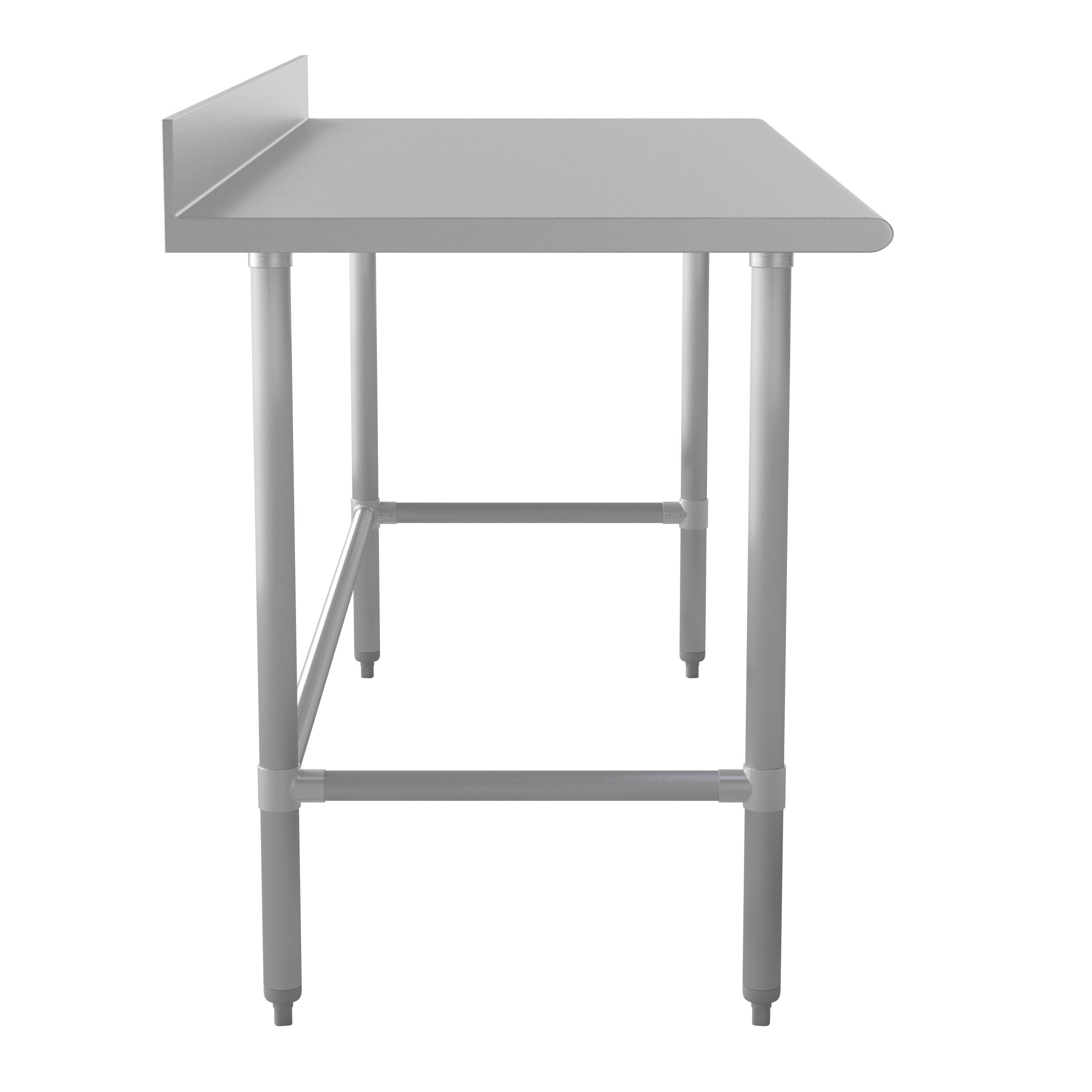 Left. Flash Furniture - Reese Commercial Grade 430 Stainless Steel 18 Gauge NSF Certified Open Base Kitchen Prep and Work Table with 4" Backspla - Gray.