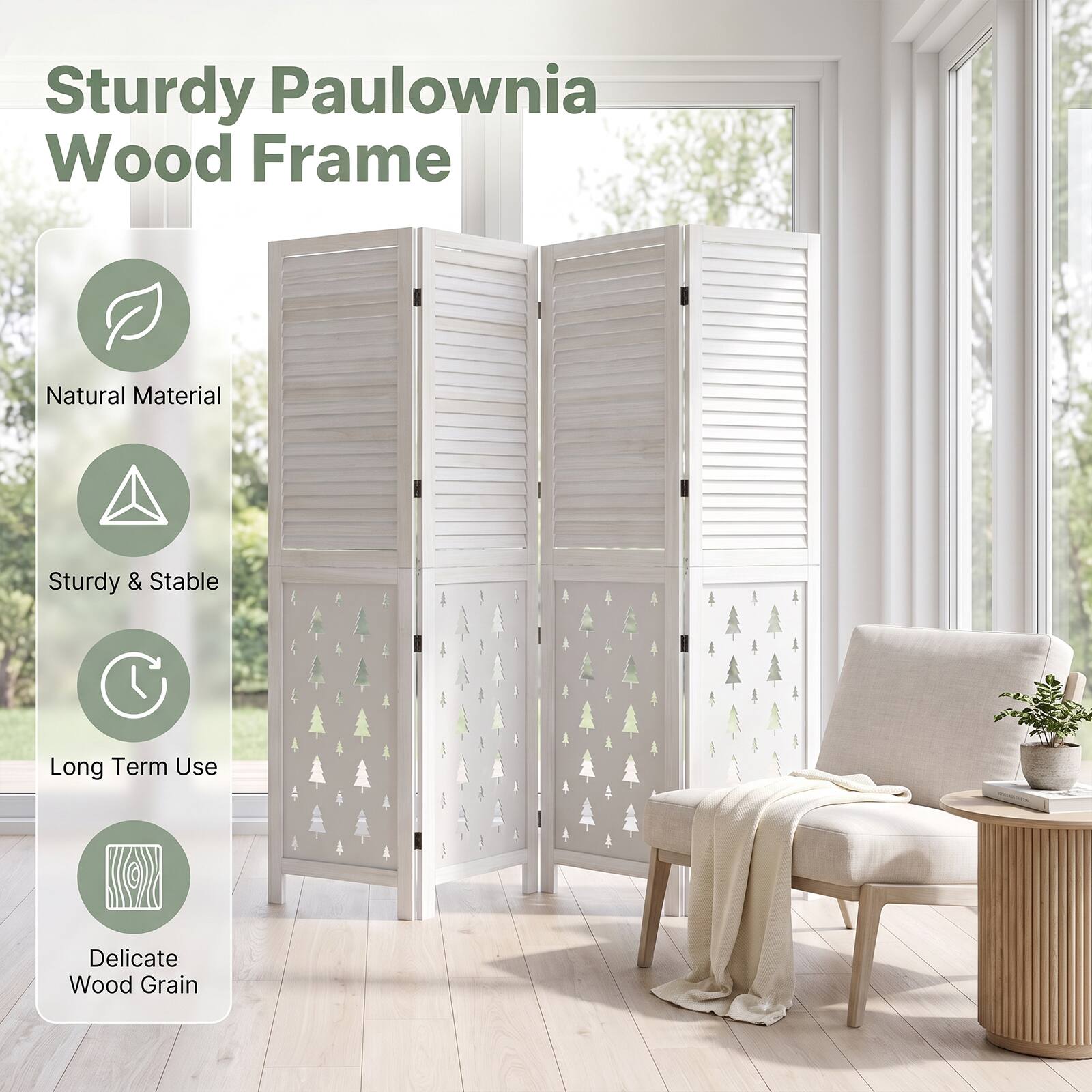 Sturdy Paulownia Wood Frame

Natural Material

Sturdy & Stable

Long Term Use

Delicate Wood Grain