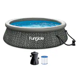 Funsicle - 10' x 30" QuickSet Ring Top Above Ground Swimming Pool Dark Herringbone - Brown