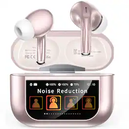 Trigiz - Bluetooth 5.4 Wireless Earbuds, ENC Noise Cancelling, 50H Playtime Bass Stereo Headphones for iPhone Android Pad - rosegold
