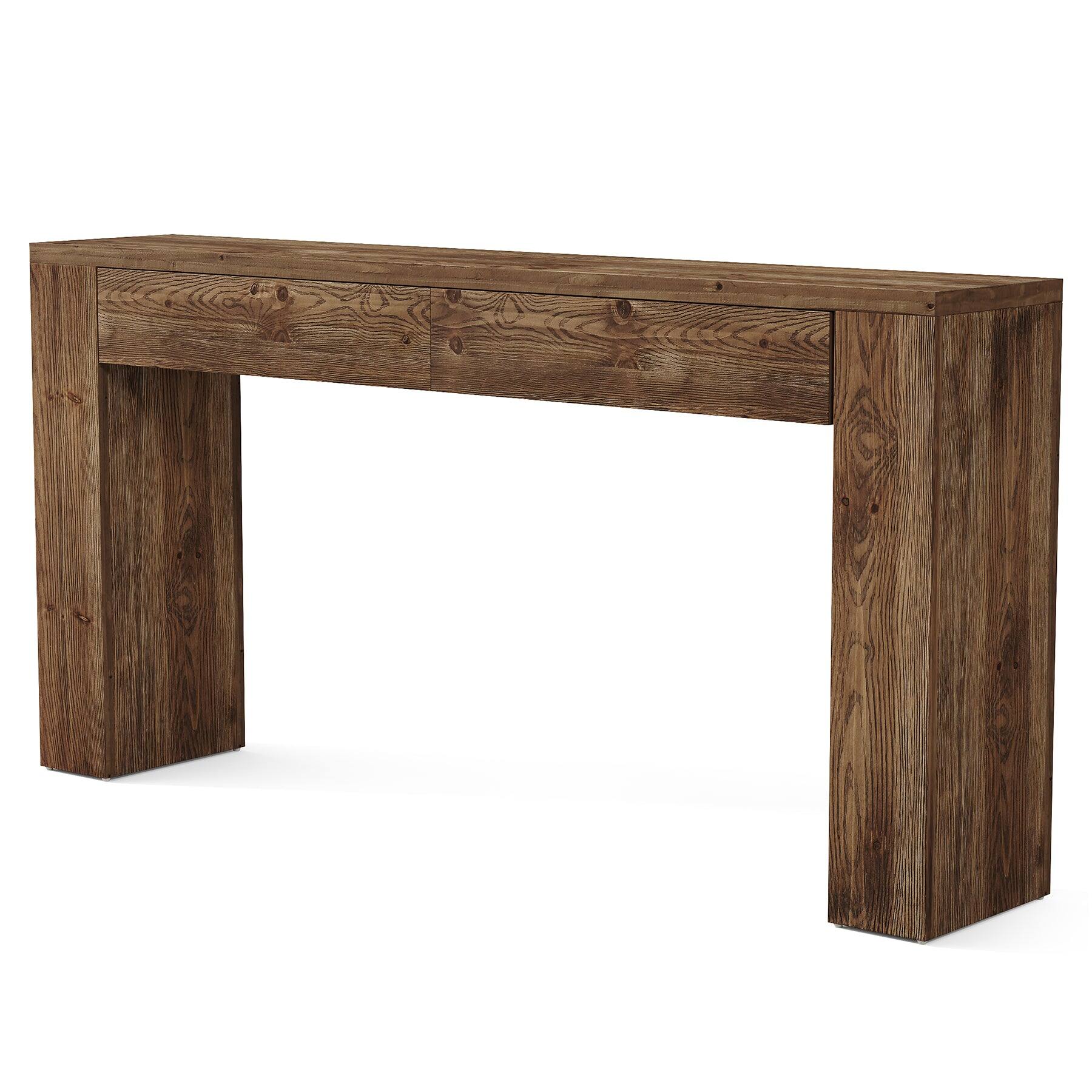 Alt View 3. Tribesigns - Solid Wood Console Table with Drawer Storage and Rectangular Top for Entryway, Hallway and Living Room - Brown.