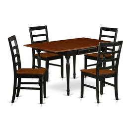 East West Furniture - Dining Room Set Black & Cherry - Brown