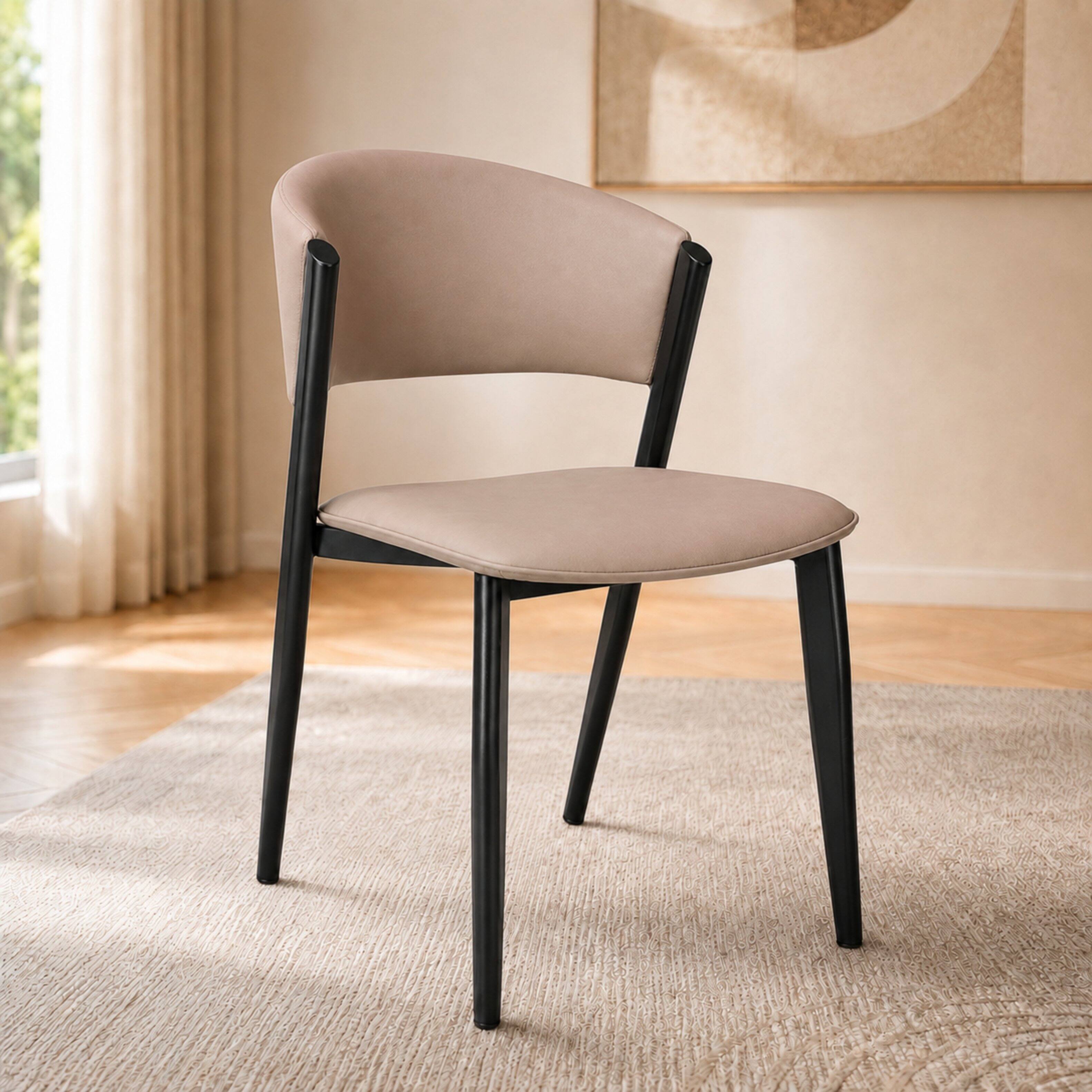 Alt View 6. LeisureMod - Aspen Modern Leather Dining Chair with Iron Legs & High-Density Foam - Fully Assembled - Light Grey.