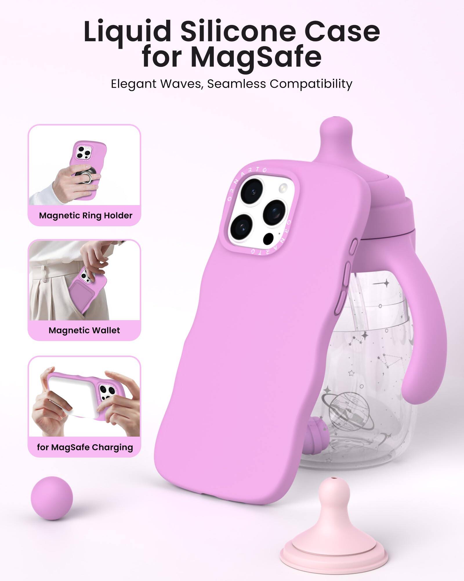 Liquid Silicone Case for MagSafe  
Elegant Waves, Seamless Compatibility  

- Magnetic Ring Holder  
- Magnetic Wallet  
- for MagSafe Charging