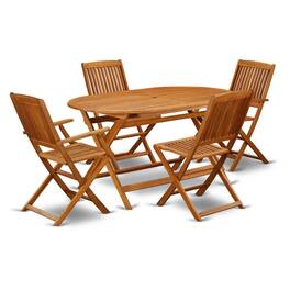 East West Furniture - Wooden Patio Set Natural Oil - Brown
