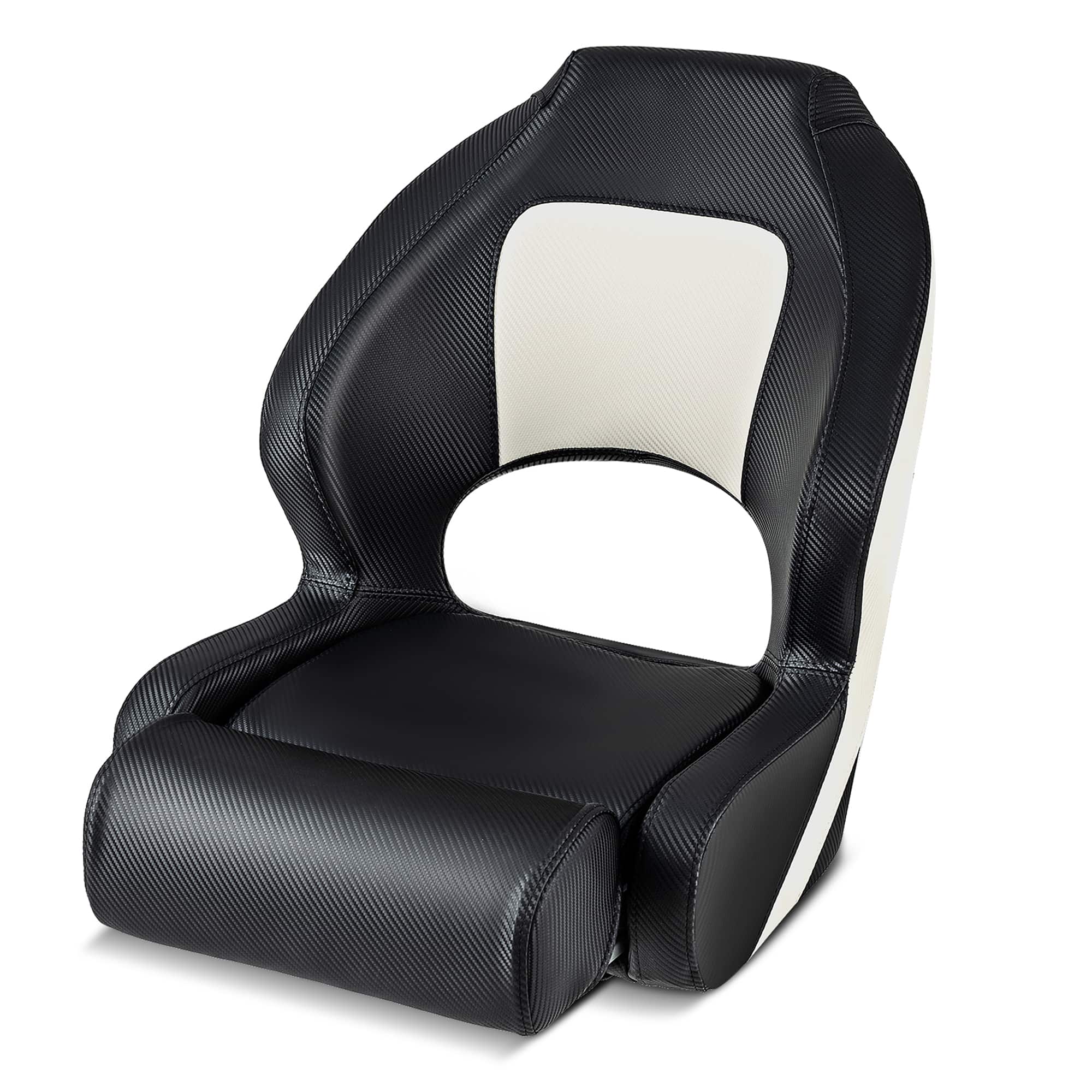 Gymax - Sports Flip up Boat Seat Captain Bucket Seat w/ Flip-up Bolster 21'' High Back - White, Black