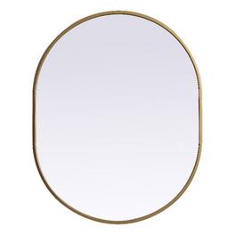 Elegant Decor - Metal Frame Oval Mirror 24x30 Inch - Brass