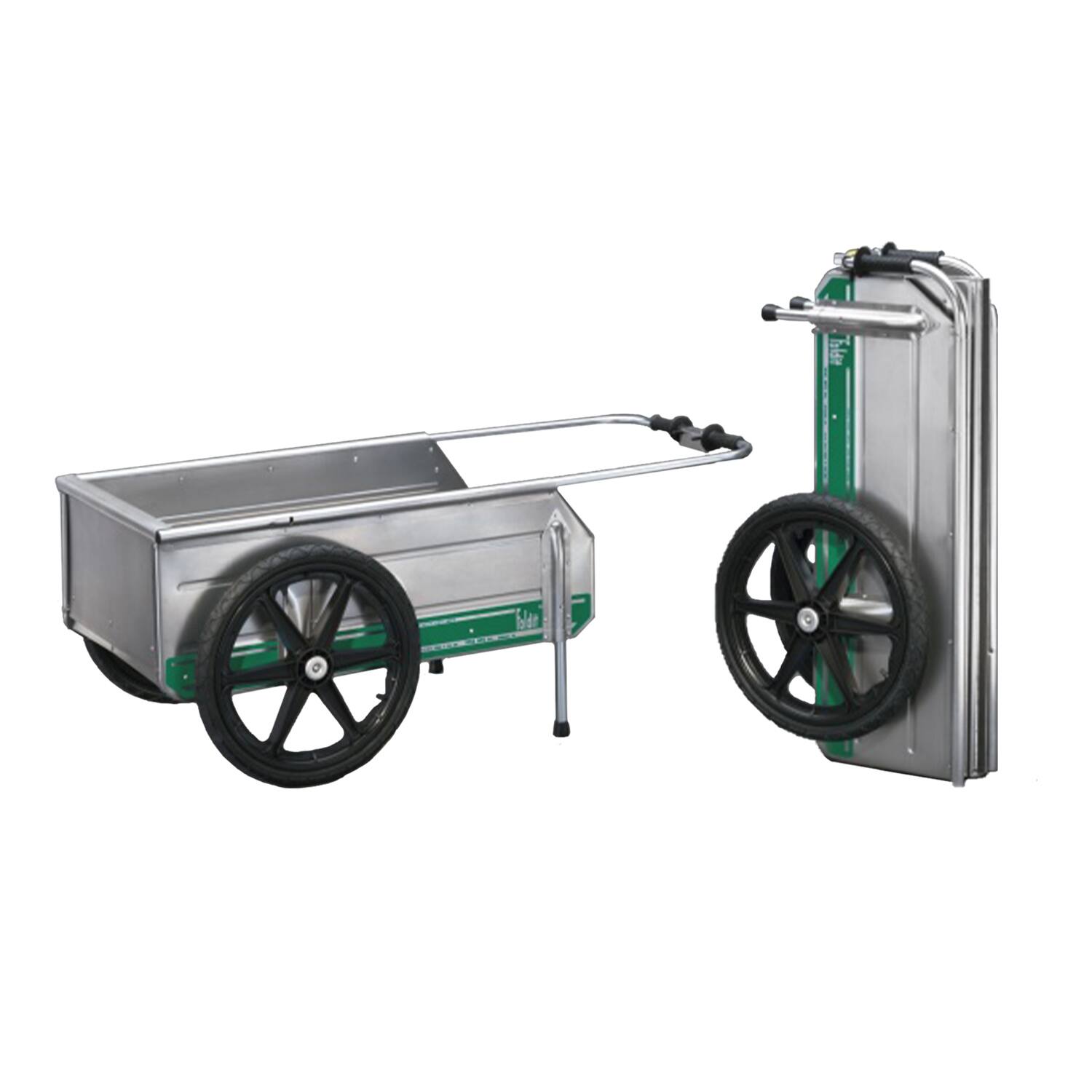 Alt View 3. Tipke Manufacturing Company - Tipke Manufacturing Company Foldit Green Stripe Folding Cart with Rear Gate - Silver.