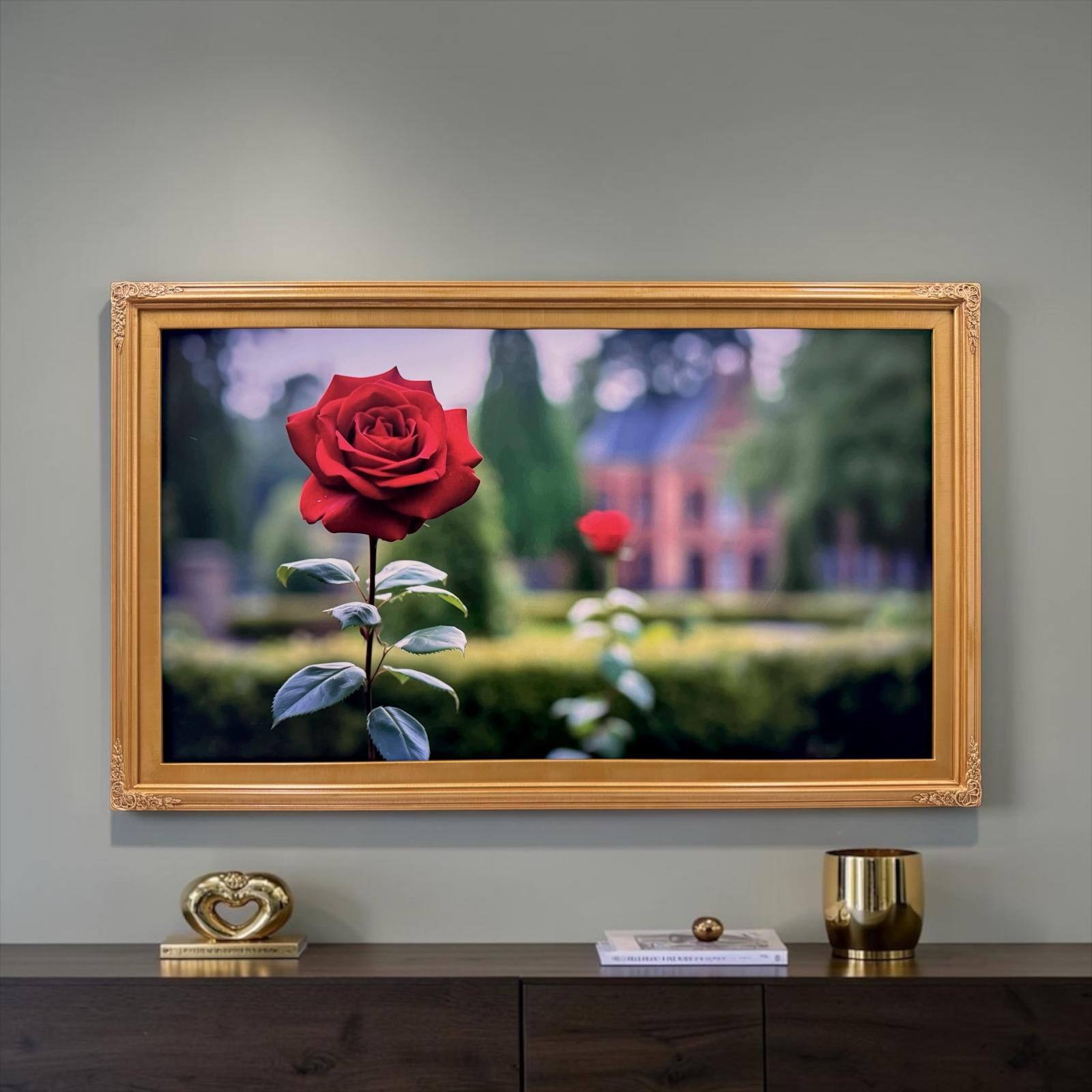 Alt View 10. LAREDO FRAME FACTORY - 75 inch Handmade Tv frame for Samsung The Frame tv and Frame Pro Model - LIGHT GOLD.