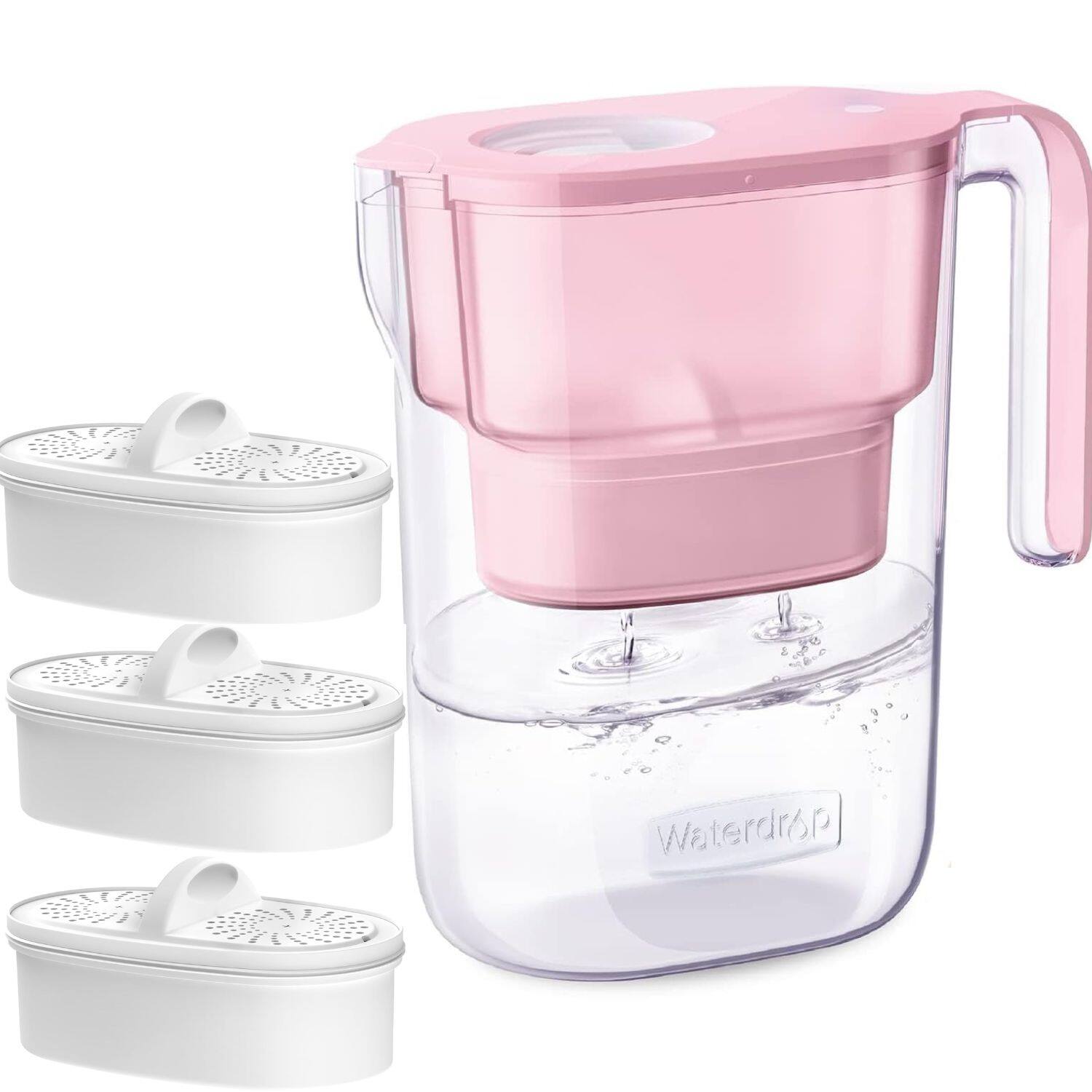 Waterdrop - WD-PT-05P Water Filter Pitcher Extra PF-01A-3 Standard Filters - Pink