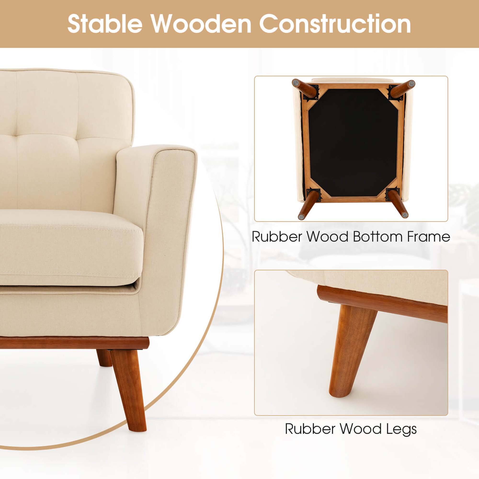 Stable Wooden Construction: Rubber Wood Bottom Frame and Rubber Wood Legs