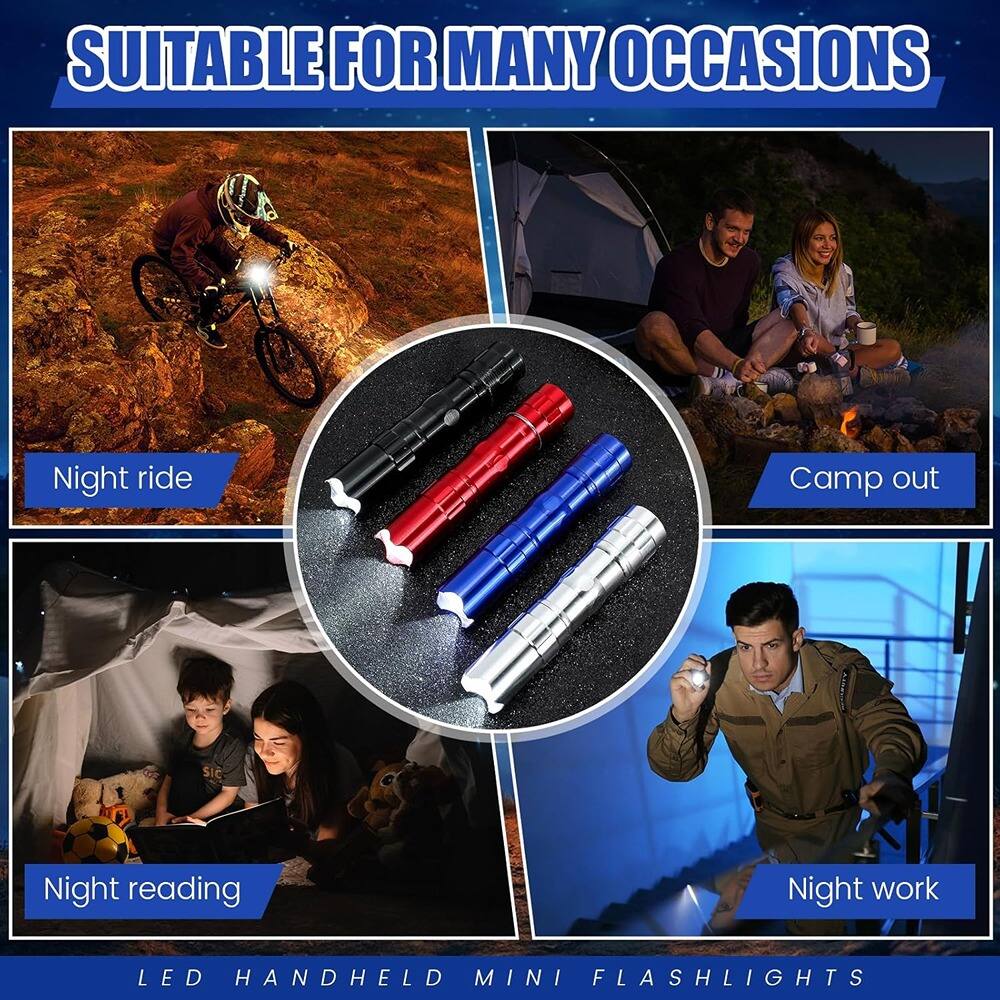SUITABLE FOR MANY OCCASIONS

- Night ride
- Camp out
- Night reading
- Night work

LED HANDHELD MINI FLASHLIGHTS