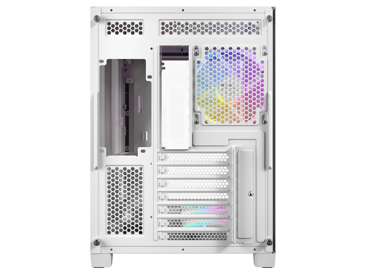 Alt View 4. Antec - C5 Curve ARGB, 4 x 120mm ARGB PWM Fans Included, Curved Tempered Glass Front & Side Panels, Mid-Tower ATX PC Case - White.