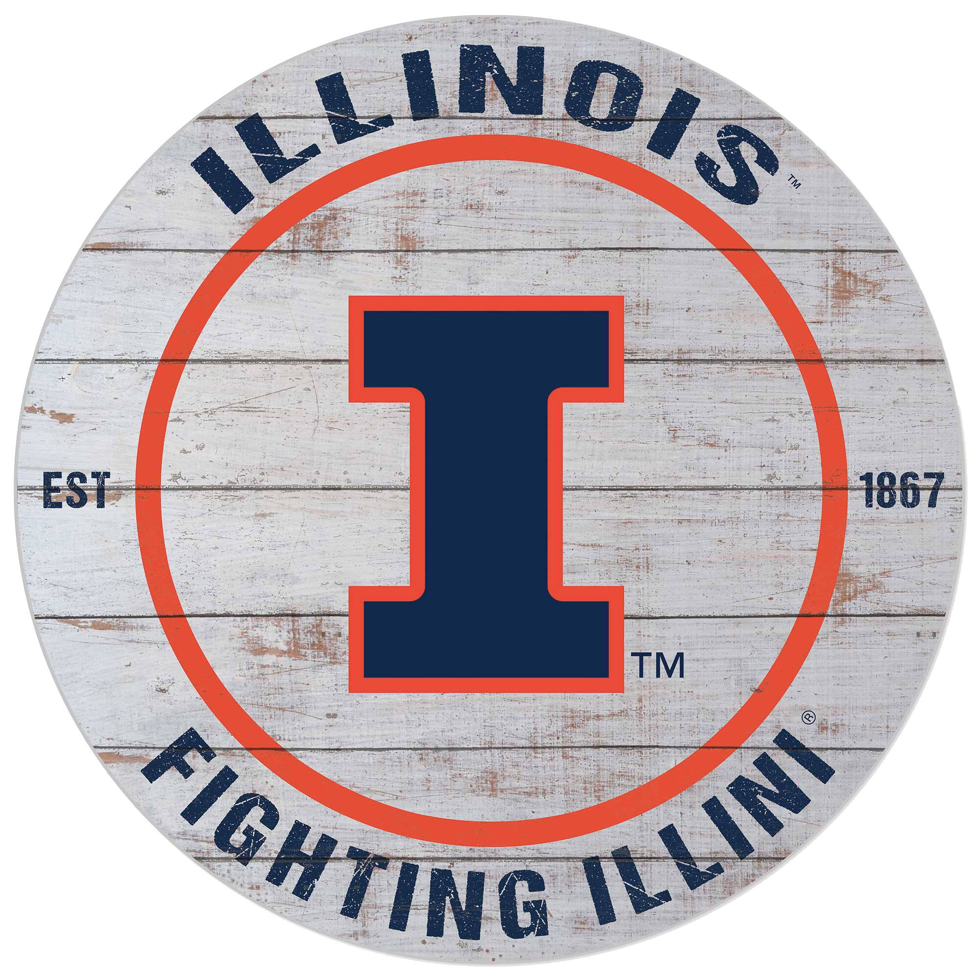 Illinois Fighting Illini 20'' x 20'' Indoor/Outdoor Weathered Circle Sign