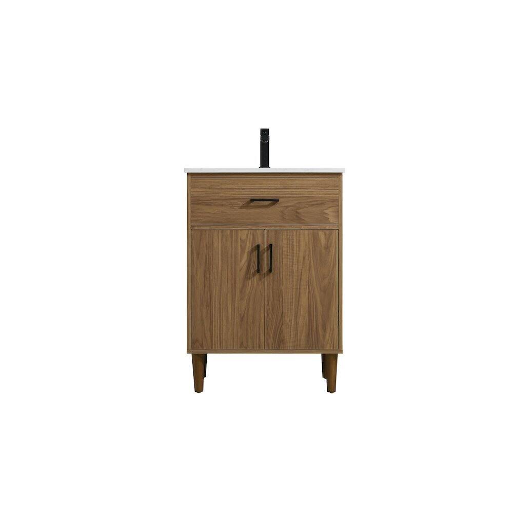 Alt View 4. Elegant Kitchen and Bath - Chandler 24 Inch Single Bathroom Vanity In Walnut Brown - Walnut Brown.