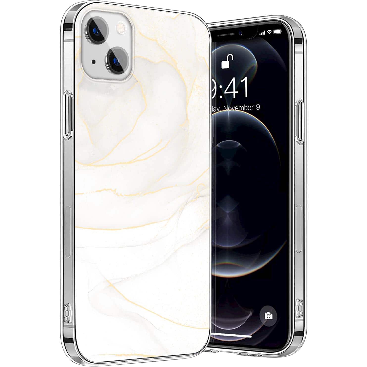 Alt View 11. SaharaCase - Marble Series Case for Apple iPhone 13 mini - White/Gold.