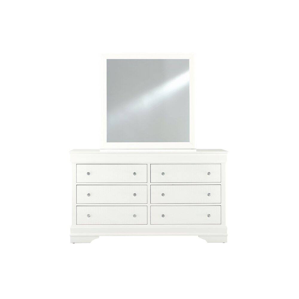 Back. Global Furniture USA - Traditional Glam Pompei Metallic White Mirror - Metallic White.
