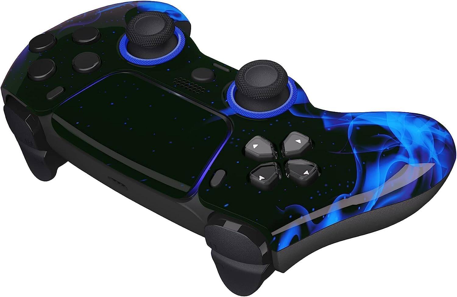 Back. Custom Controllerzz - Custom Wireless Controller for PS5 - Blue Flame.