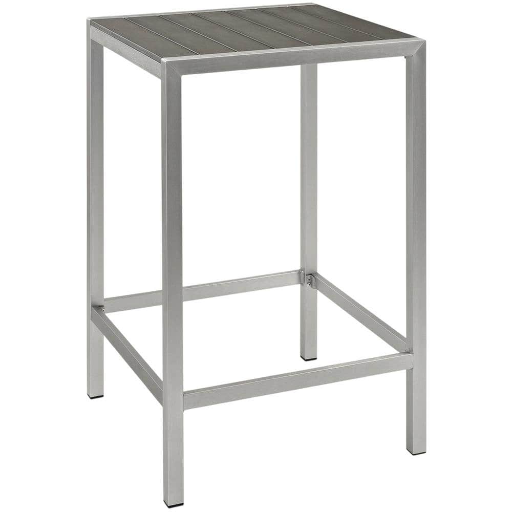 Outdoor Escape - Aluminum Outdoor Bar Table With Square Top And Modern Design - Gray