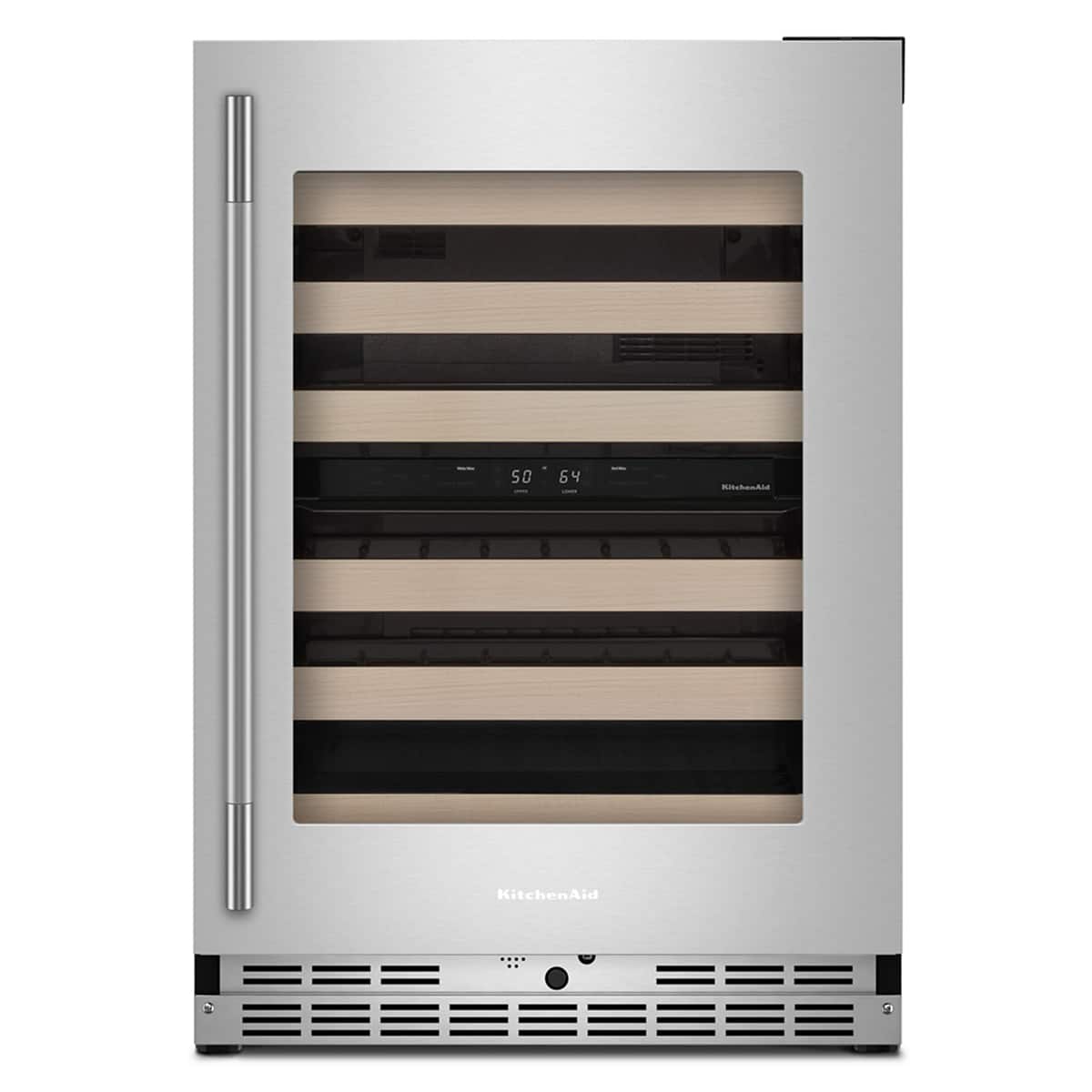 KitchenAid - 24" Beverage Center with Glass Door and Wood-Front Racks - PrintShield Stainless Finish - Front_Zoom