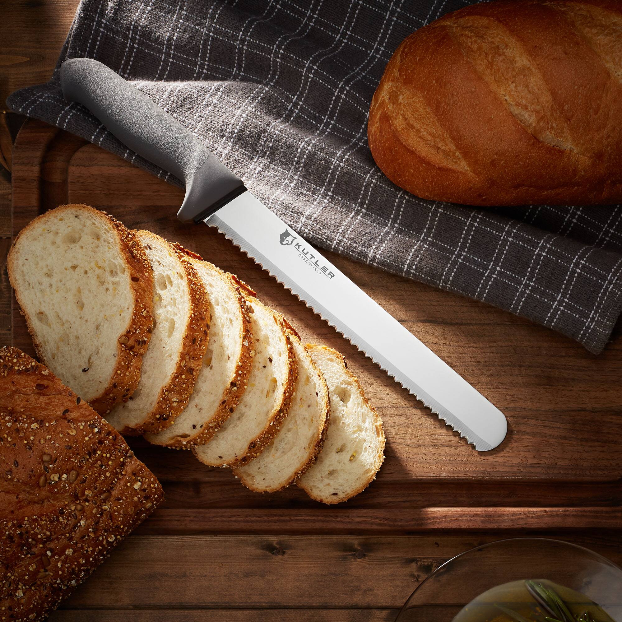Alt View 1. KUTLER - Stainless Steel Bread Knife and Cake Slicer with Serrated Edge - Black.