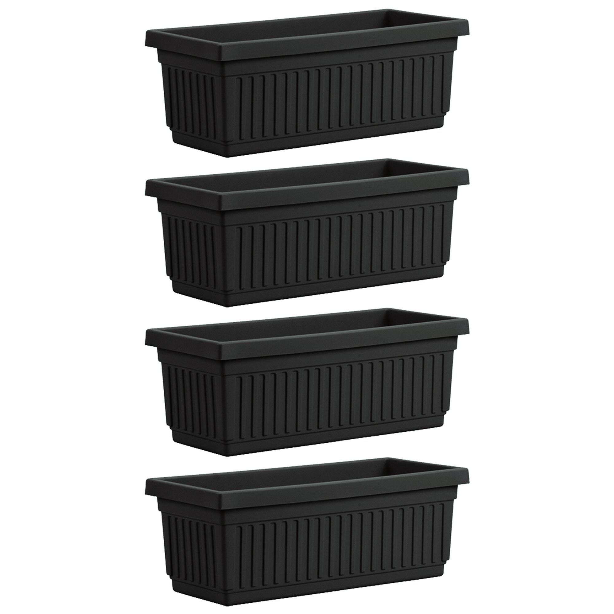 Front. The HC Companies - HC Companies 30 Inch Fluted Plastic Venetian Garden Flower Window Box (4 Pack).
