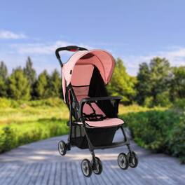Hivvago - Lightweight Travel Stroller for Toddlers with Reclining Seat and Sun Canopy - Pink