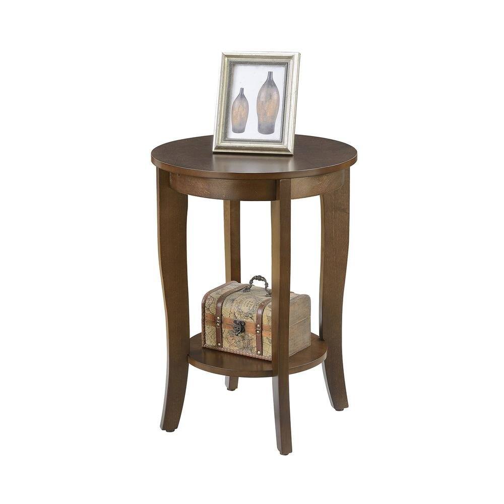 Angle. FurniFact - Round Accent Table Modern Design - Espresso.
