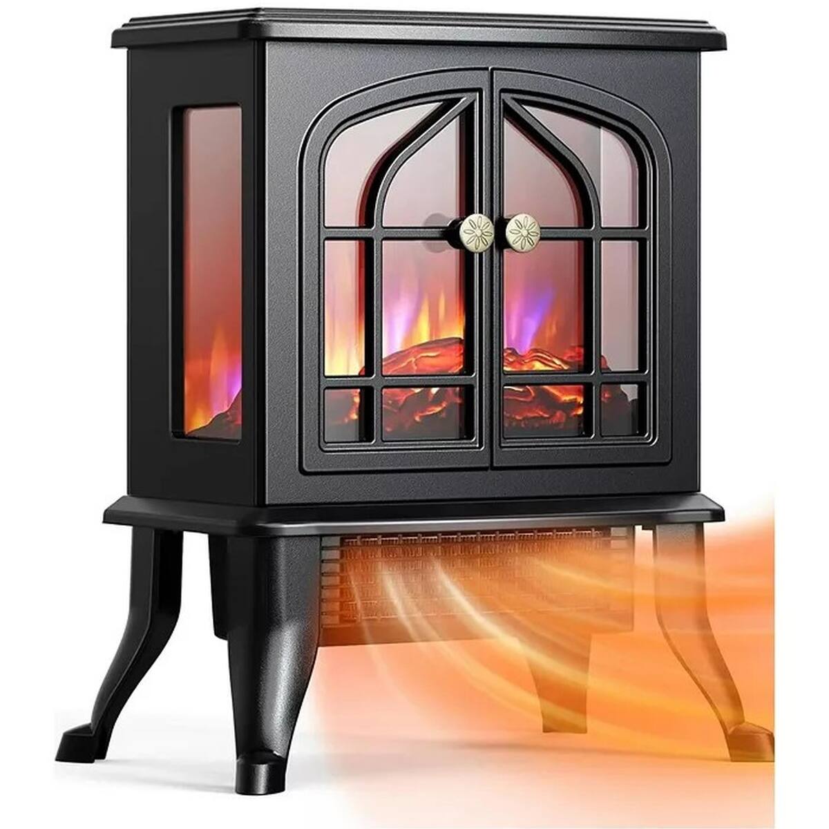 Front. Sugift - 1500W Electric Fireplace Stove Heater Space Heater with 3D Flame Effect.