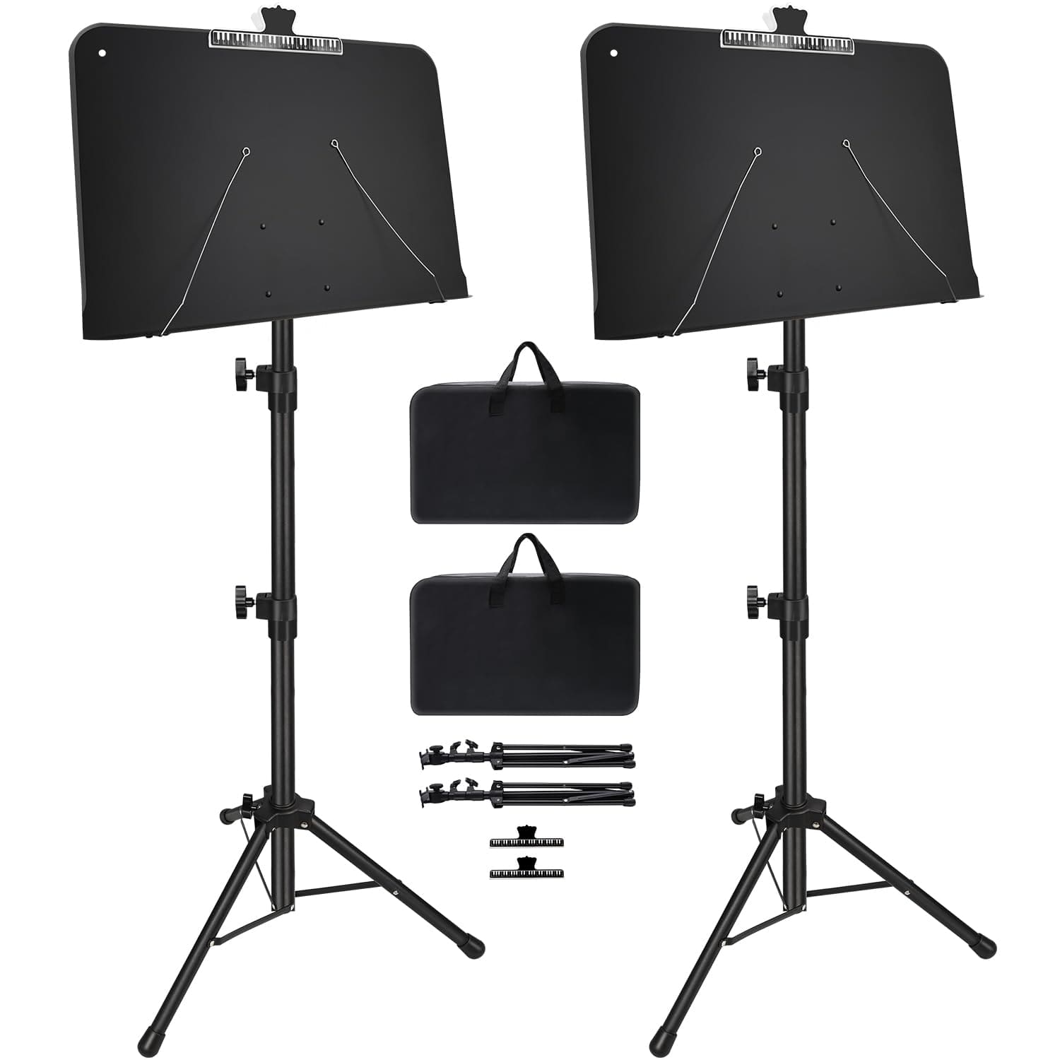 MAGICAL RUBS - 1/2/3 Pack Sheet Music Stand Standard Version Portable Folding With Carry Bag For Guitar Ukulele Violin Players - 2 Pack Standard Version