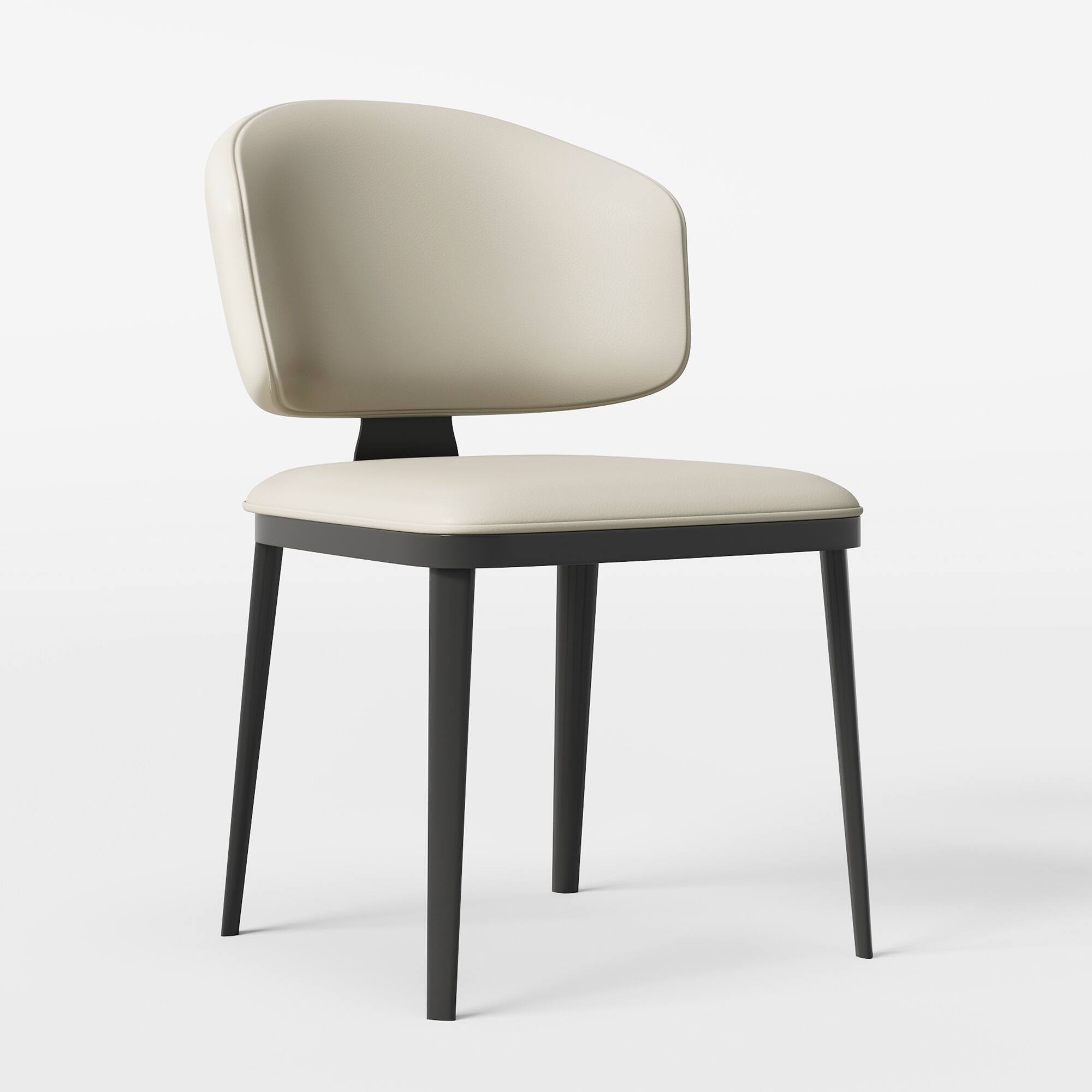 Alt View 1. luck idea - Dining Chairs Set of 2 Leather Upholstery Metal Stand - Off-white.