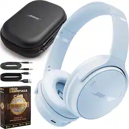 Bundle - Bose - QuietComfort Wireless Over-Ear Bluetooth Headphones + 26-Month Extended Warranty Protection - Ice Blue