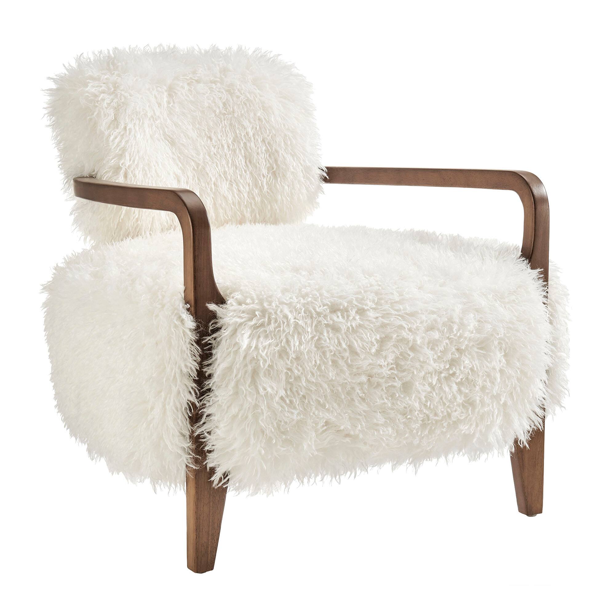 Angle. Modway - Zinnia Faux Fur Accent Chair by Modway - White.