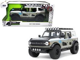 2021 Ford Bronco Gray and White w/Matt Black Hood w/Roof Rack "M2 Motoring" "Just Trucks" Series 1/24 Model Car by Jada